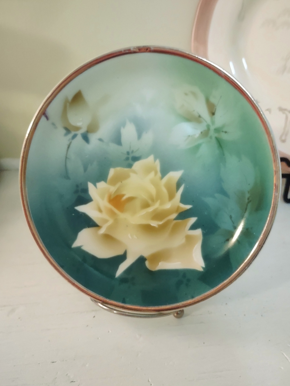 CT Alwasser Silesia Green Floral Vintage Plate